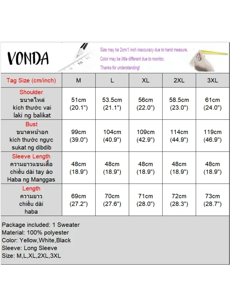 VONDA модные лоскутные свитера женская одежда трикотажные топы с длинными рукавами