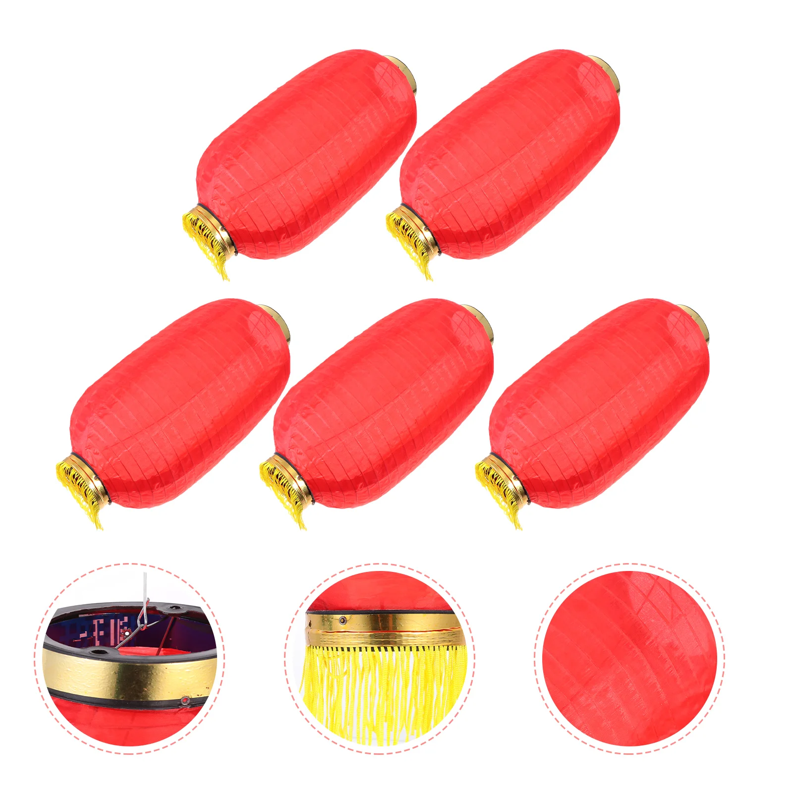 

5pcs Cloth Red Lantern Festive Unique Lanterns Red Lanterms for Garden Home