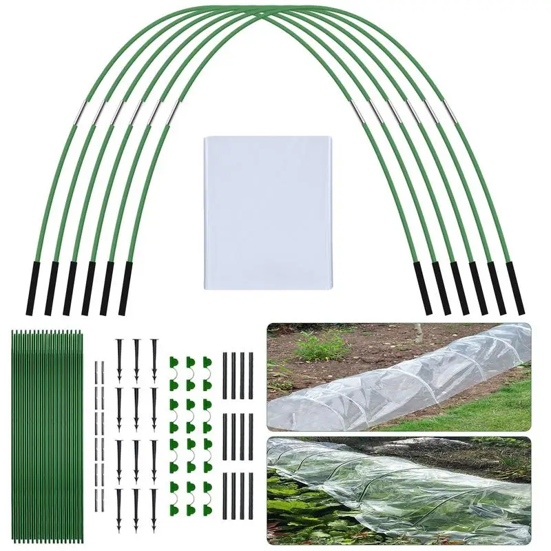 

Garden Poly Tunnel Practical Greenhouse Poly Grow Tunnels Tall Garden Support Frame With PE Cover Greenhouse Hoops Plant Grow