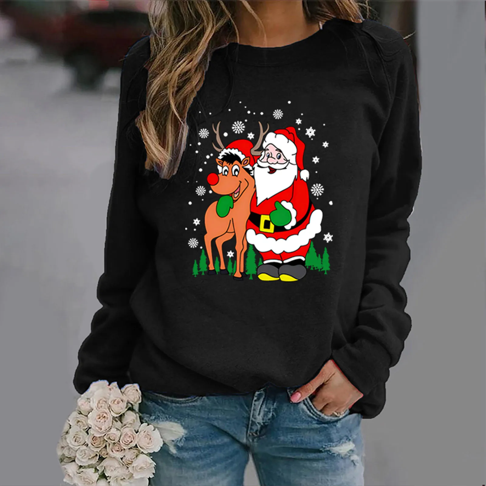 

Snowman Funny Cartoon Trend Clothing Graphic Sweatshirts Women Merry Christmas Fashion Printing Female Casual O-neck Pullovers