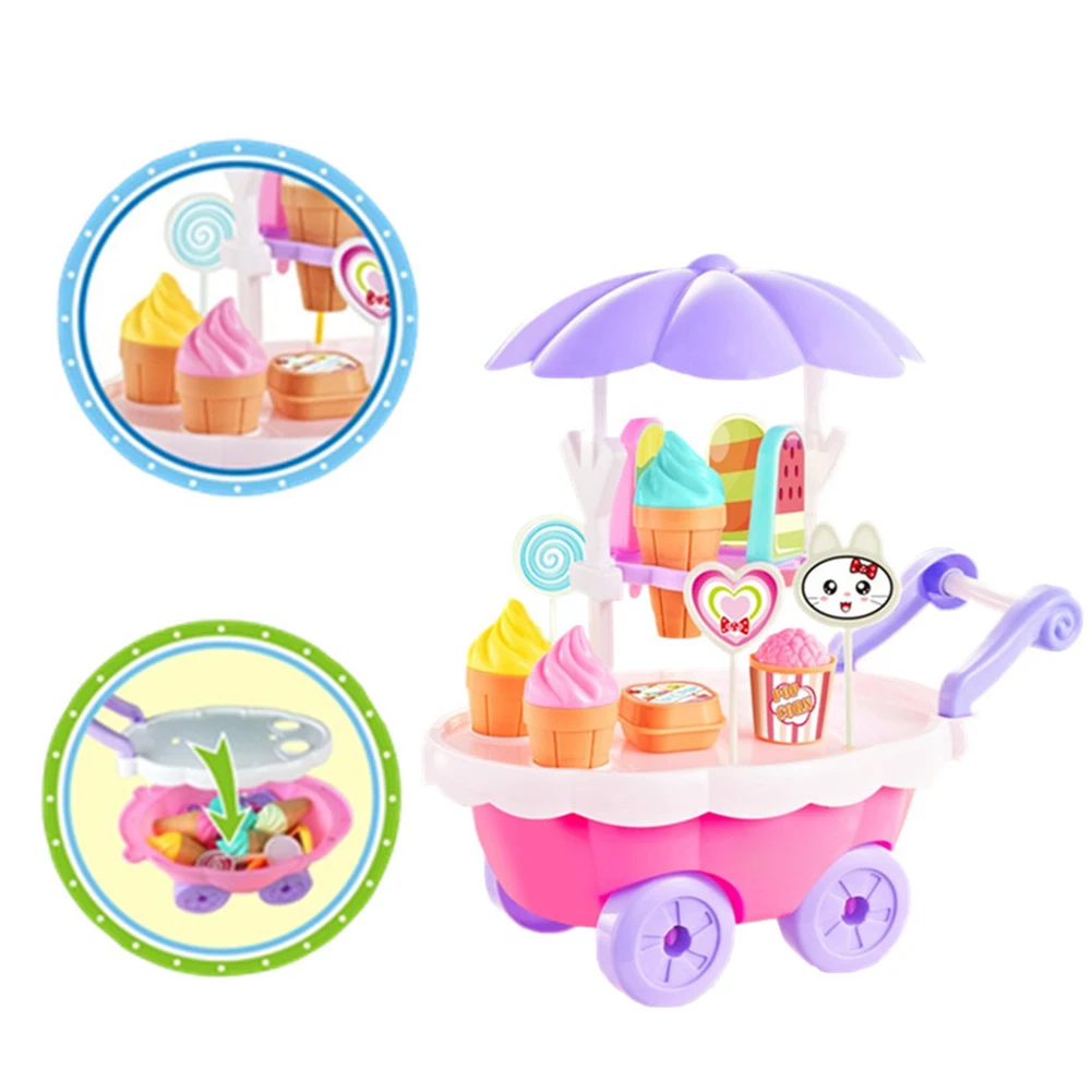 

Kitchen Toys Girls Ice Cream Cart Toy Set Child's Assembly Kitchen Series Montessori Toy For Birthday Christmas