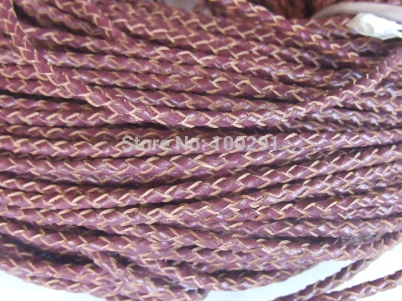 

Высококачественный натуральный 3 мм темно-коричневый Плетеный кожаный шнур 50 ярдов/рулон