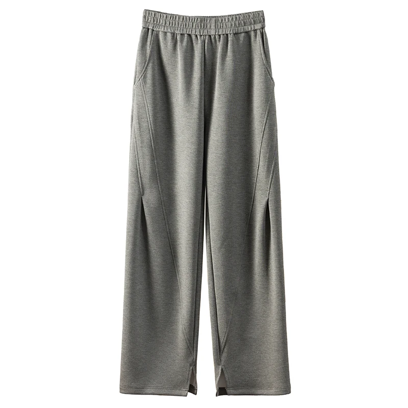 

2023 Streetwear Women Korean Fashion Trousers Full Length Casual Cotton Wide Leg Pants Elastic Waist Spring/Summer