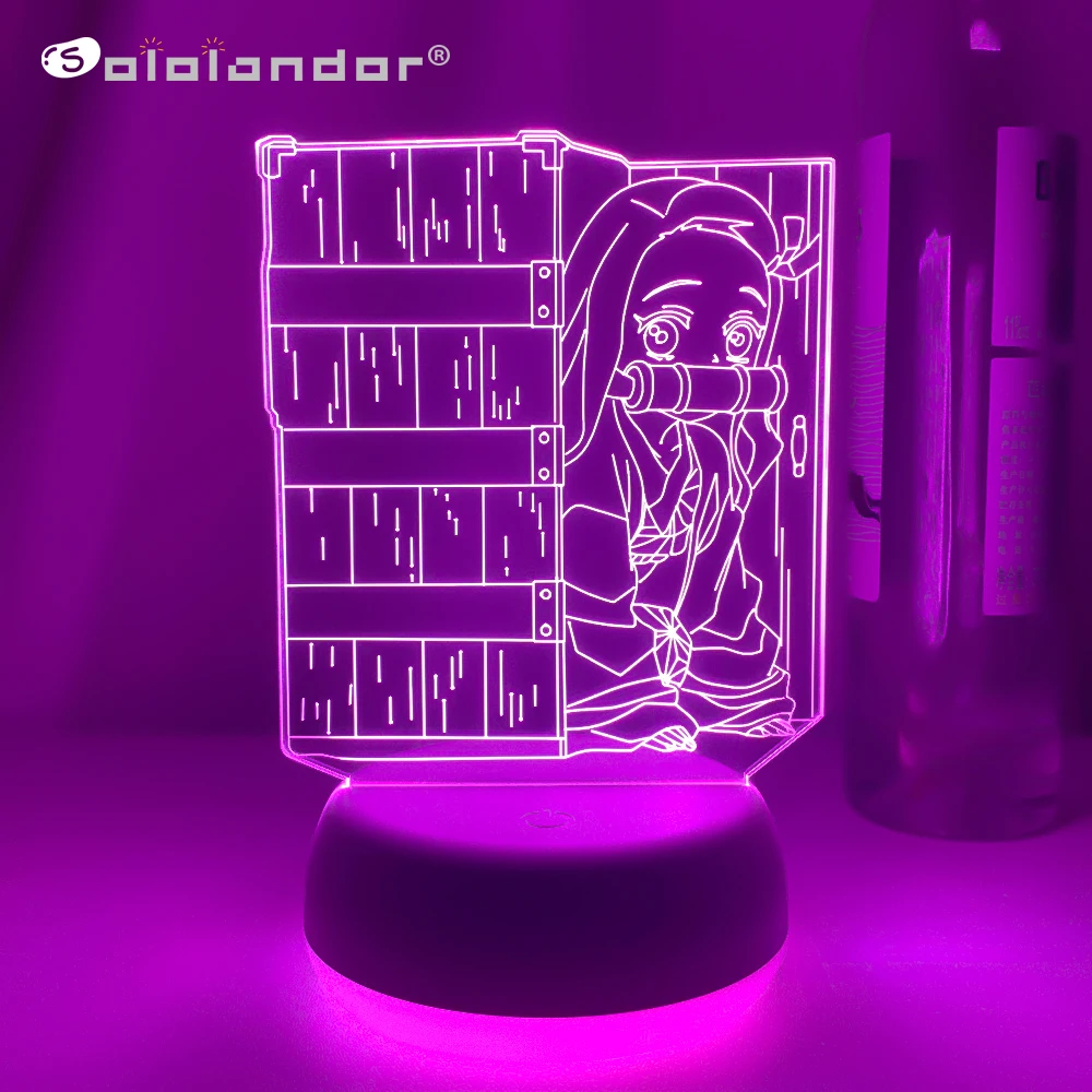 

Новая акриловая светодиодная Ночная лампа аниме рассекающий демонов киметасу no yaiba Nezuko Kamado для спальни декоративный подарок на день рождения 3d Настольный светильник