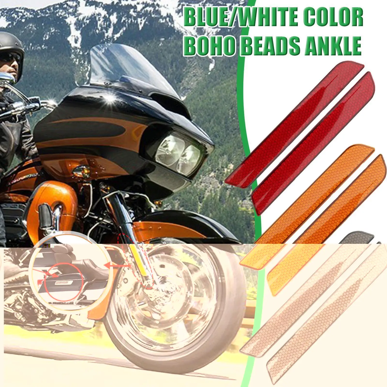 

1pair New Motorcycle Front Fork Leg Reflector Safety Warning For Latch Covers Hard Saddlebags Side Visibility HD H8Q2