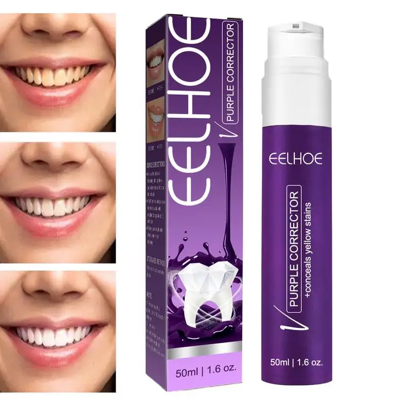 

Purple Tooth Whitening Gel 50ml Toothpaste V34 Colour Corrector Toothpaste Stain Removal Dental Color Correcting Toothpaste