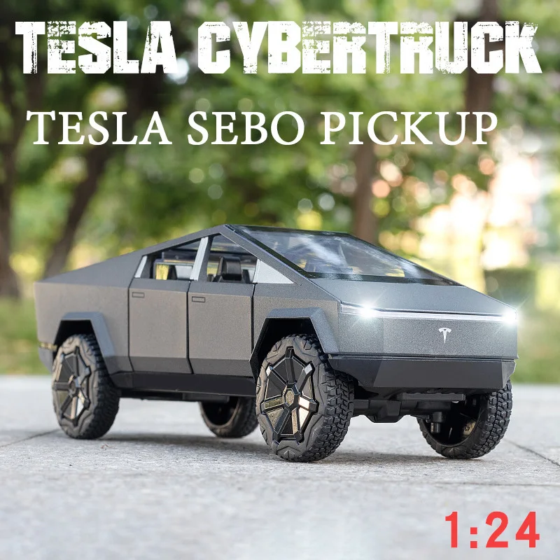 

Новинка 1/24, Tesla Cybertruck пикап, модель автомобиля из сплава, литой металлический игрушечный внедорожник, модель автомобиля, имитация коллекции, подарок для детей