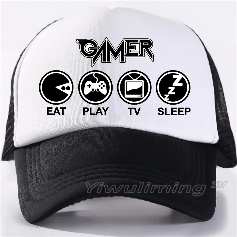 

gamer New Summer Trucker Caps Cool Summer Black Adult Cool Baseball Mesh Net Trucker Caps Hat for Men Adjustable
