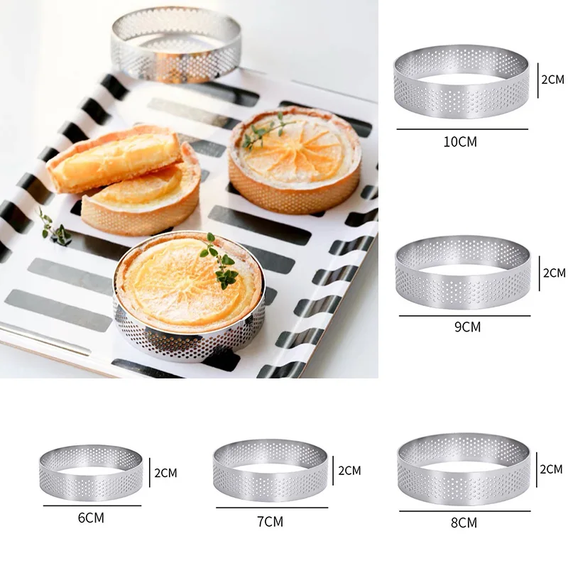 

1PC Perforated Cake Mousse Mold Tart Mold Tartlet Circle Cutter Ring Stainless Steel Pastry Baking Tools Heat-resistant Cookies