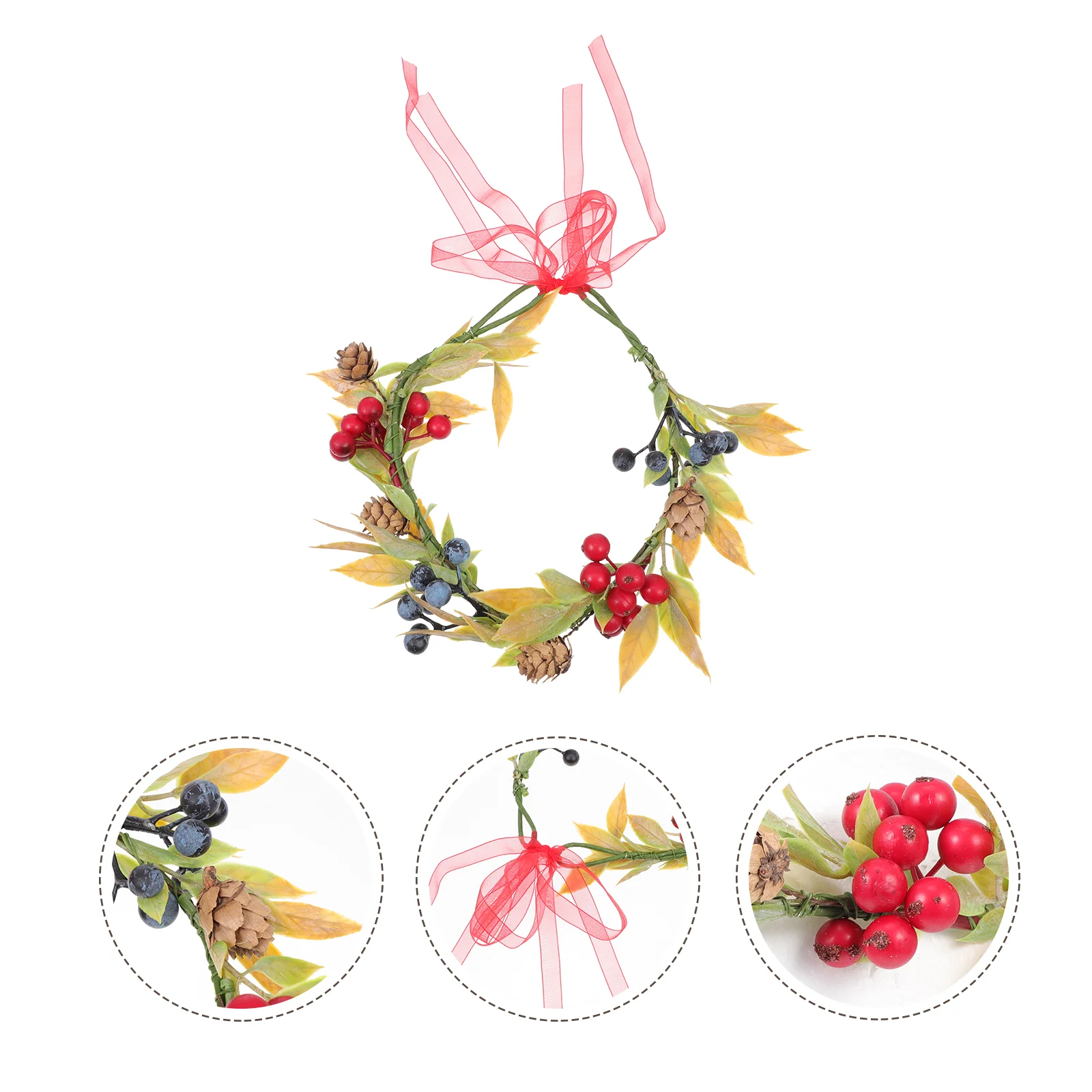 

Flower Christmas Headband Hair Wreath Garland Floral Pineheaddress Women Red Berry Cone Headpieceband Prop Photo Berries Girls