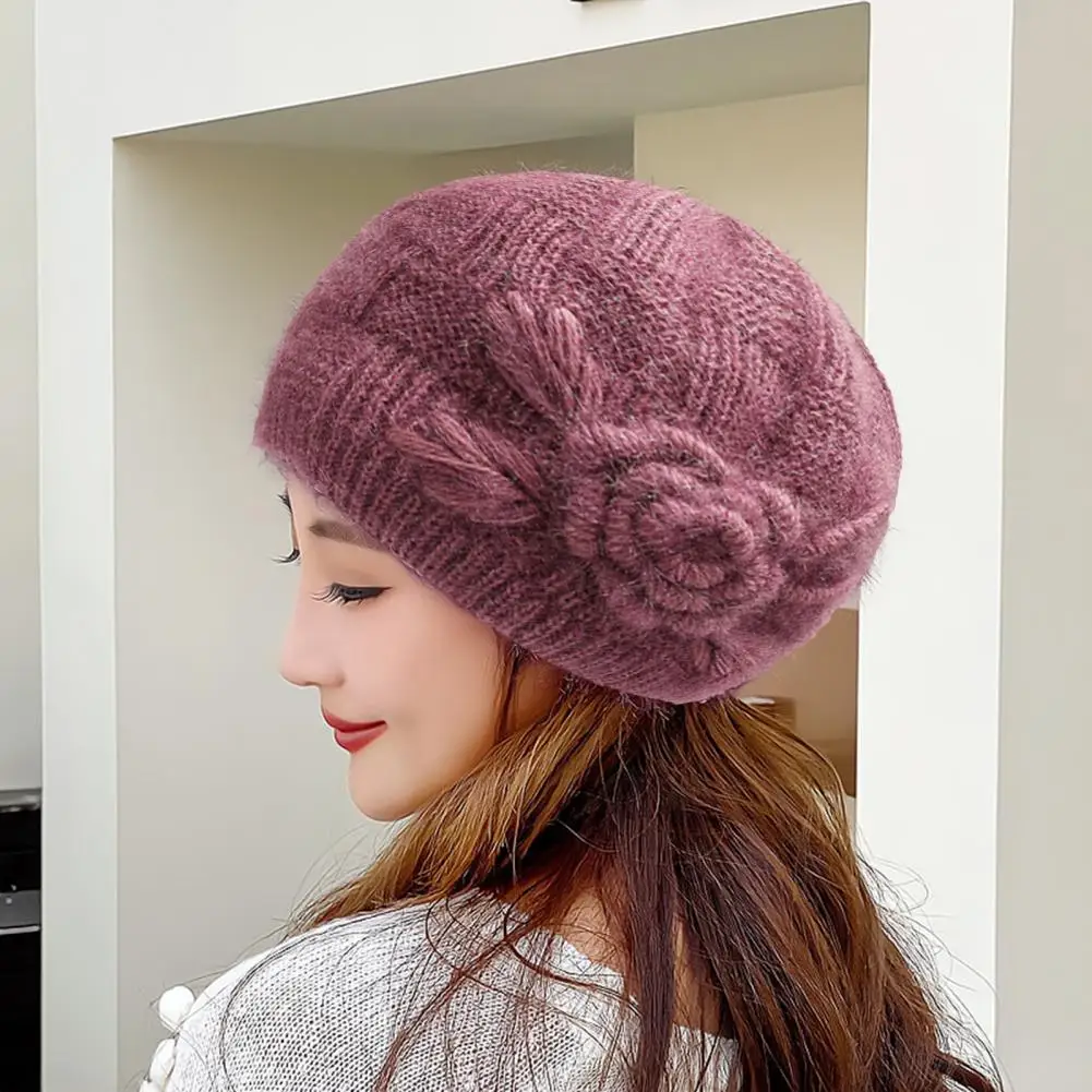 

Popular Grandmother Hat Super Soft Knitted Hat Solid Color Stretch Coldproof Hat Windproof