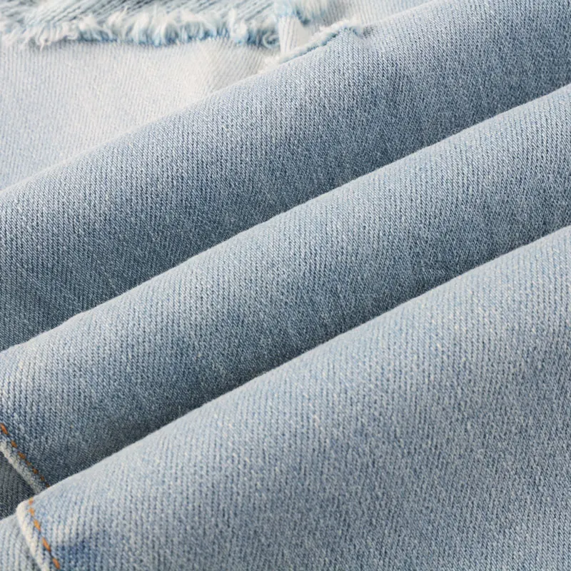 Fashion Designer Men Jeans Retro Light Blue Stretch Slim Fit Ripped Jeans Men Patched Hip Hop Brand Pants Hombre Punk Trousers