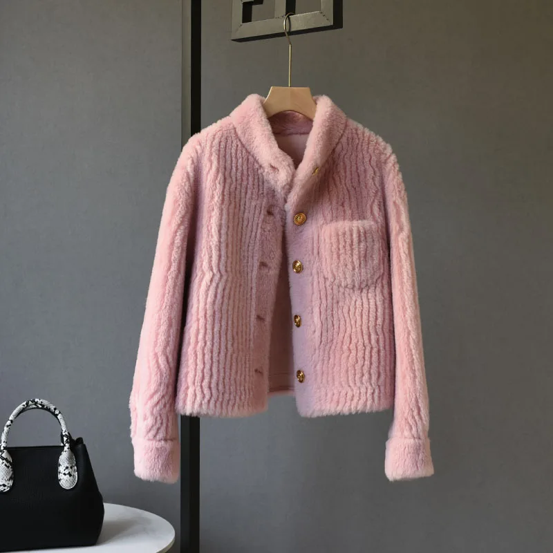 

Women New 2022 Autumn Winter Real Wool Fur Teddy Coat Female Natural Lamb Fur Jackets Ladies Thick Warm Casual Outerwear F22