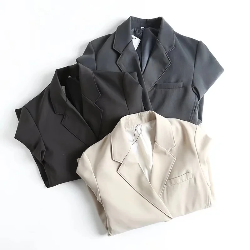 Maxdutti England Style Fashion Simple Office Lady Loose Single Breasted Boyfriend Casual Blazers Women Jacket Tops