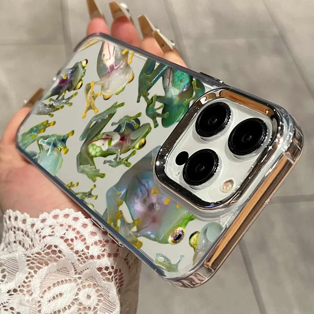 Фото Реалистичный прозрачный чехол для телефона с принтом лягушки для iPhone 17 11 12 13 14 15 16 Pro Max Plus 16E 17 Air, забавный противоударный чехол с животными HYBXAXC №2