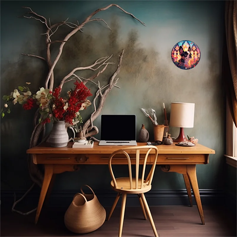 Декоративный Алюминиевый металлический знак для собак Бостон-терьер в витражном