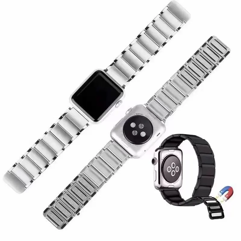 

Ремешок из нержавеющей стали для Apple Watch Band 44 мм 45 мм 49/42/41 мм, стильный черный металлический браслет для iWatch Series 8 7 6 5 4 3 40 мм