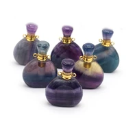 hot sale perfume bottle pendant natural stone green fluorite pendant charms for jewelry making diy necklace accessory