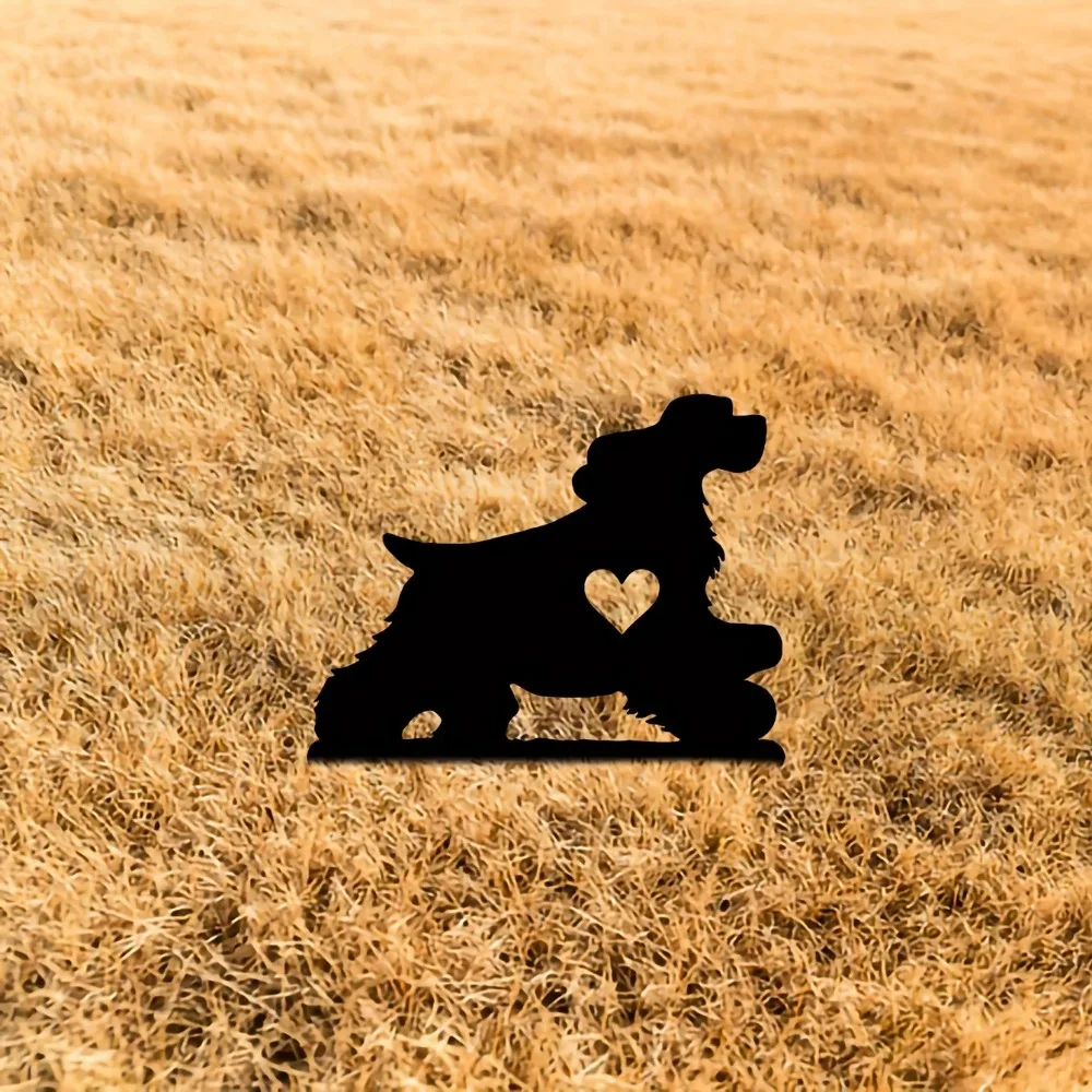 Садовый Кол Happy Dog Железный Художественный Силуэт Металлический Знак Для Двора