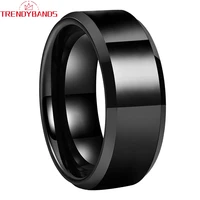 6mm 8mm black tungsten carbide engagement rings for women men wedding band high polished shiny comfort fit