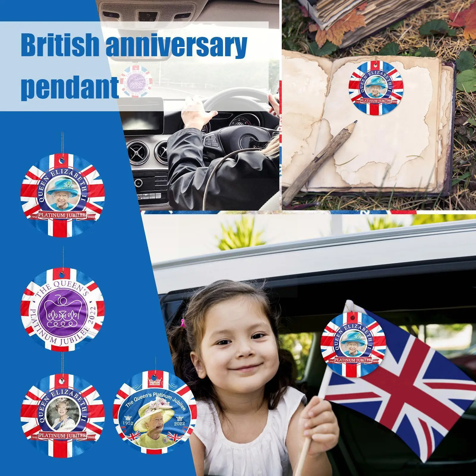 

Queen of England Keychain Platinum Anniversary Souvenir Pendant Home Car Keychain Decor Acrylic Pendant for Backpack Handba W8L5