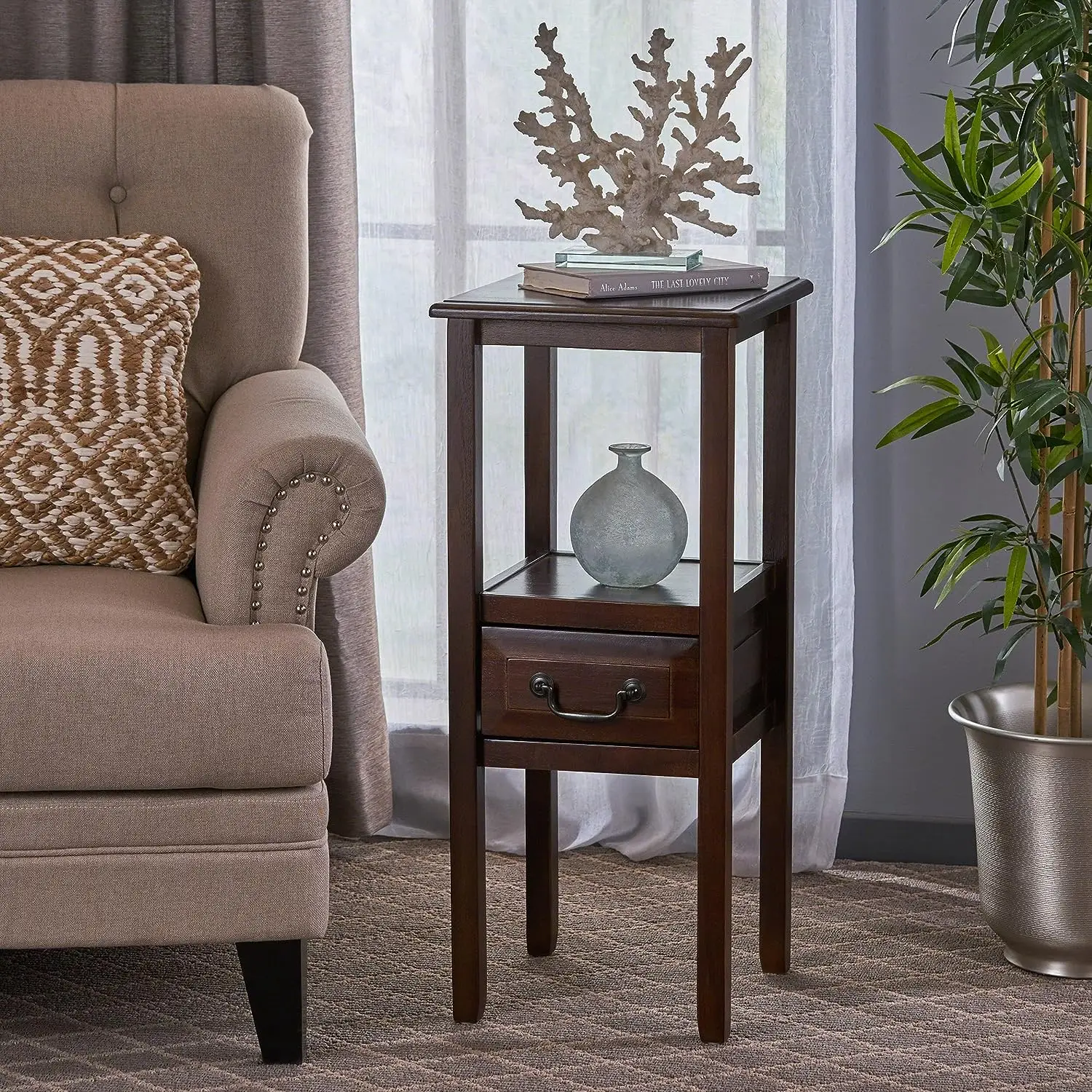 

Acacia Wood Accent Table, Brown Mahogany 13 in. x 13 in. x 30 in.