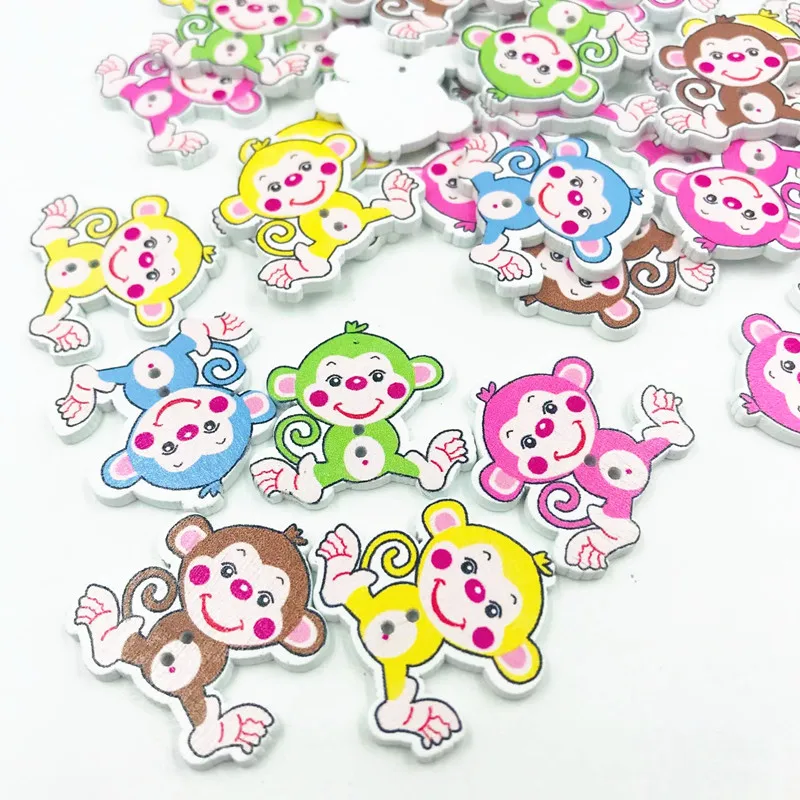 

1000pcs Mix 28x30mm Wood Monkey Buttons Scrapbooking Sewing Accessories BUTTON CARDMAKING Embellishments