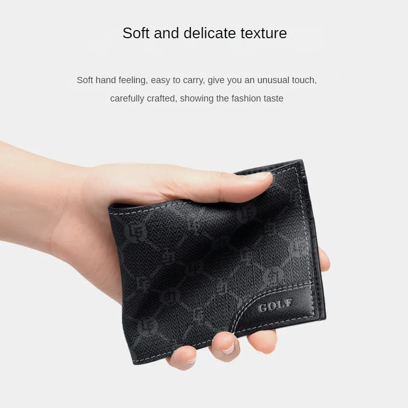 Короткий кошелек для мужчин GOLF новинка 2023 тонкий с несколькими отделениями карт