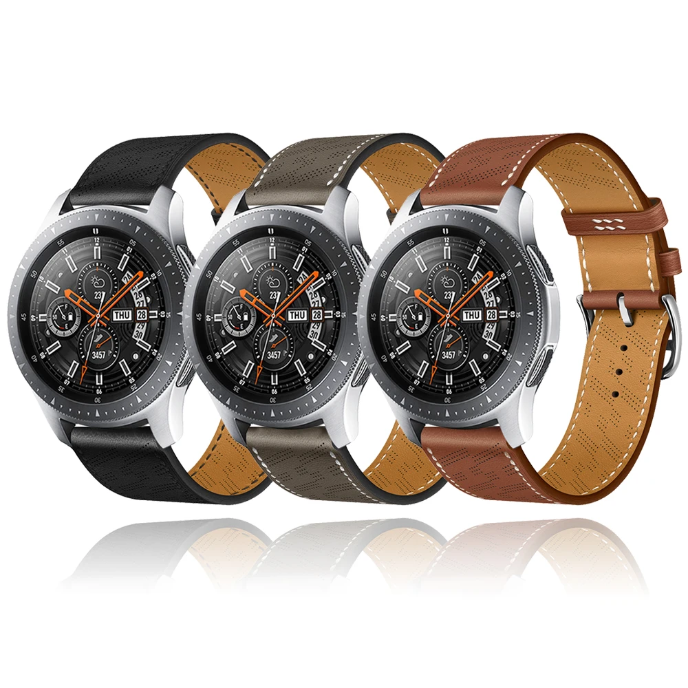 

22mm 20mm Leather strap For Samsung Galaxy 5/4 40mm 44mm Huawei watch 4/3/GT3 Pro Bracelet Watchband Haylou RS4 Plus Belt Band