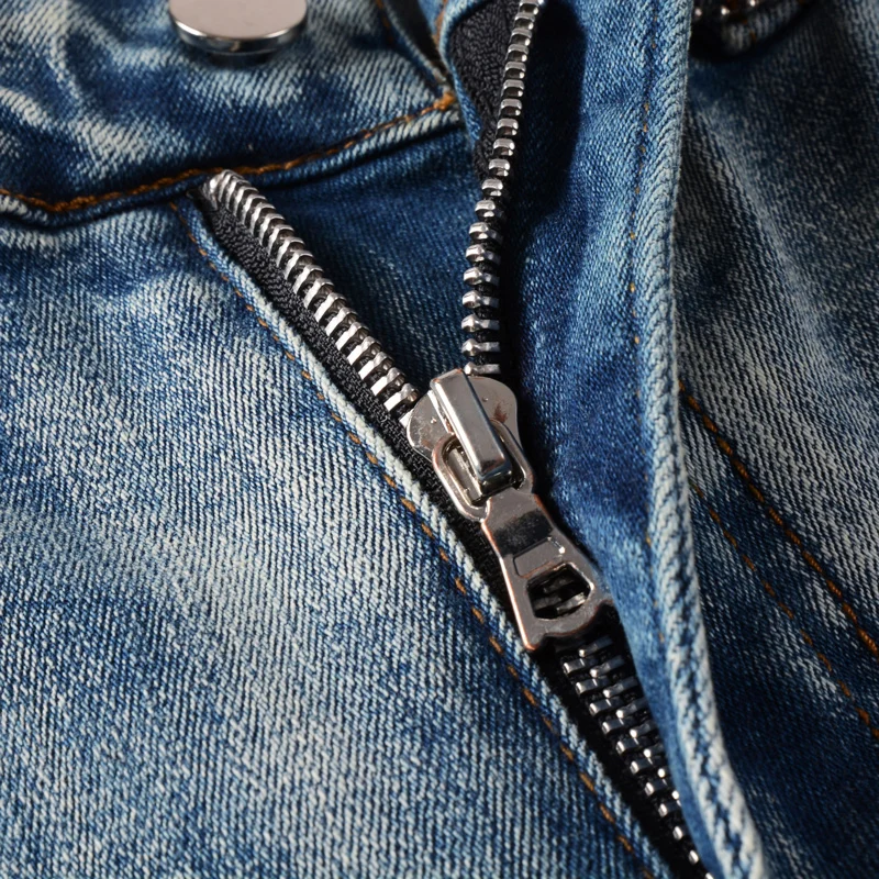 Street Fashion Men Jeans Retro Light Blue Elastic Skinny Ripped Jeans Men Stretch Trousers Hip Hop Designer Brand Pants Hombre