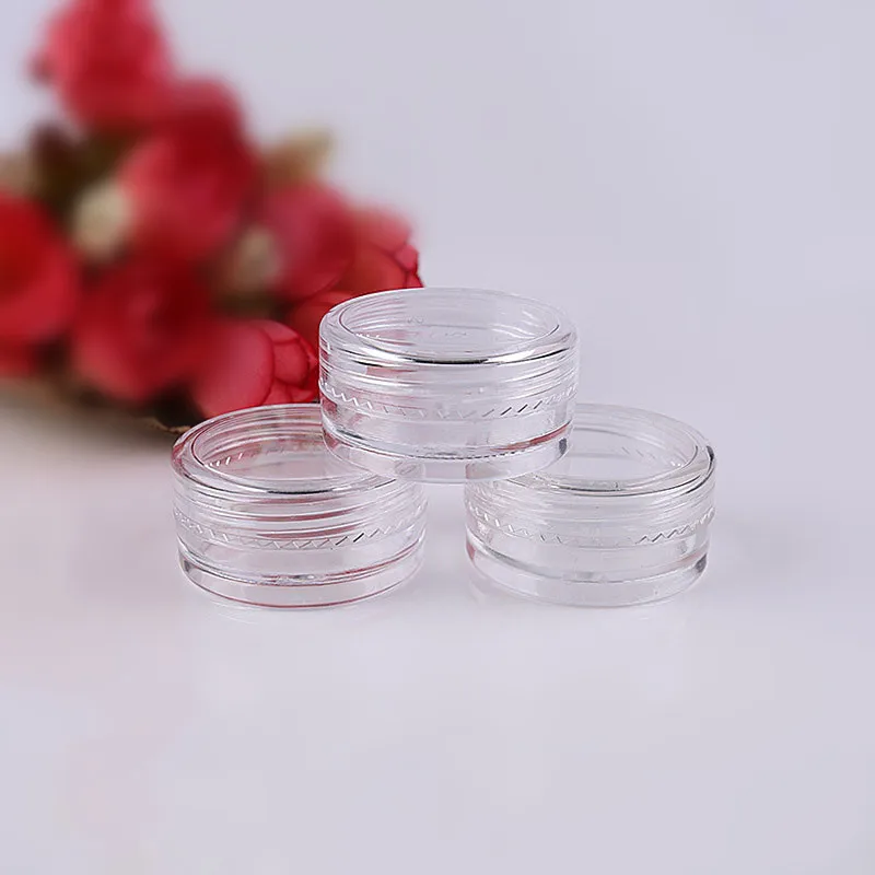 

50Pcs Nail Art Transparent Round Clear Plastic Pots Cosmetic Empty Jars Eyeshadow Travel Powder Mini Sample Container Tools