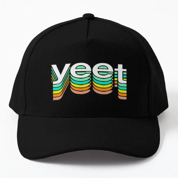 

Yeet Retro Aesthetic Modern Typography Baseball Cap Hat Hip Hop Solid Color Sport Mens Fish Black Casual Summer Women Spring