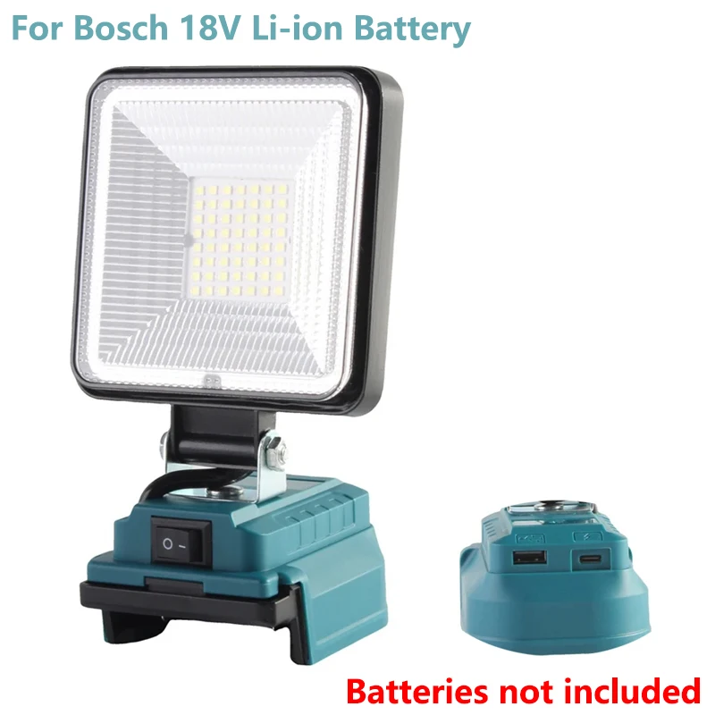 

4-дюймовый литий-ионный аккумулятор Bosch 18 В, беспроводной светодиодный светильник, аварийный уличный фонарик с портом зарядки USB и Type-C, прожекторы