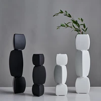 nordic vase minimalist black and white ceramic vase modern home vase decoration geometry irregular vase flowerpot tabletop decor