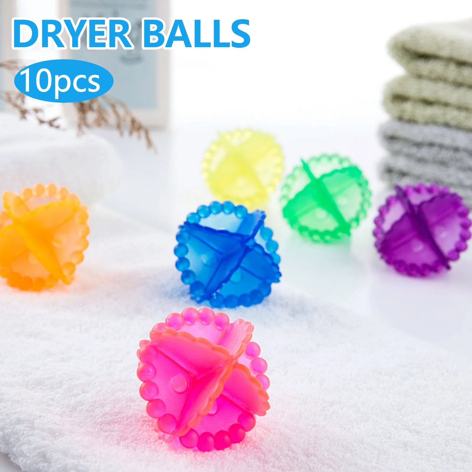 

10PCS Reusable Anti-winding Laundry Dryer Washing Balls Fabric Softener Helper Cleaner for Washing Machine Supplies Random Color