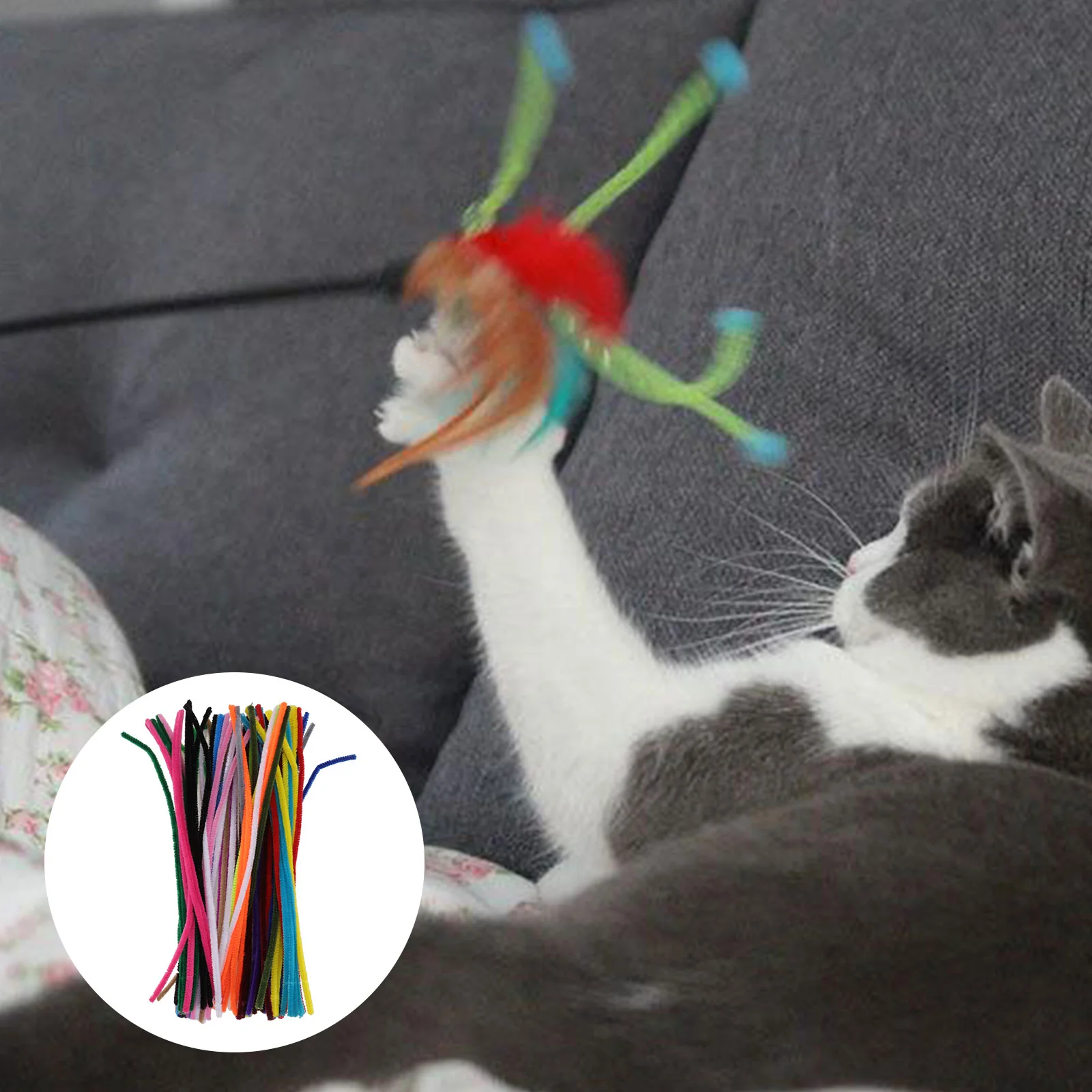 100 шт. мягкая игрушка для кошек плюшевая палочка шерсть сделай сам стебли из