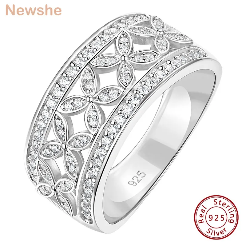 

Newshe 925 Sterling Silver Engagement Rings for Women AAAAA Cubic Zircon Art Deco Wedding Band Luxury Jewelry Anniversary Gift
