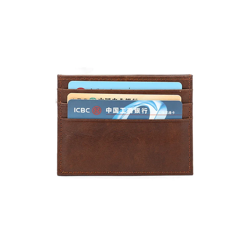 Vintage Cow Leather Credit Card Holder Driving License Bag Coin Purse Short Wallet Bank Card Cover Ultra-thin Small Card Case
