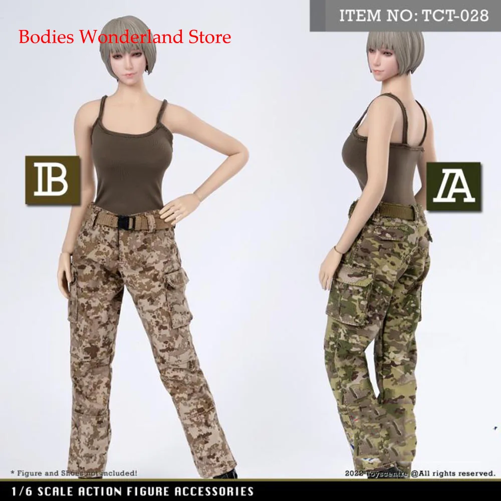 

2 Colors TCT-028 1/6 Scale Sexy Women's Low Cut Vest Camisole Camo Trousers Camouflage Pants Clothes for 12 inches Action Figure