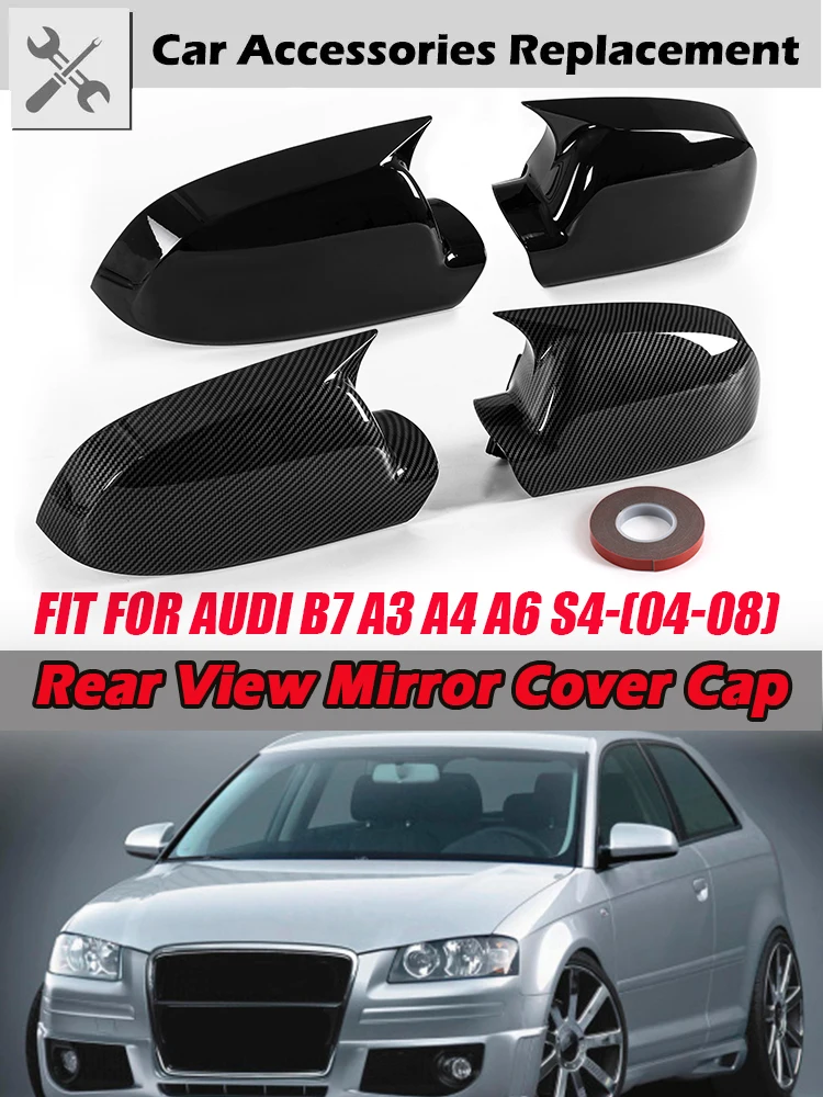 

Rhyming Fit For Audi B7 A3 A4 S4 2009-16 Car Accessories Rearview Mirror Cover Wing Side Cap Glossy Black & Carbon Look Color