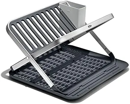 

Grips Aluminum Fold Flat Dish Drying , 2-Tier, with Drainboard, for Kitchen Counter, Collapsible Sink accessories Strainer Tapad