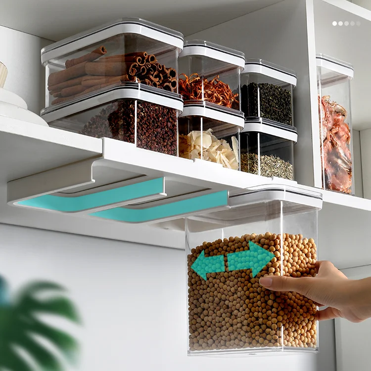 

Square Coffee Storage Jar Set Plastic Transparent Dried Fruit Storage Jar for Herbs and Spices Rangements Kitchen Items