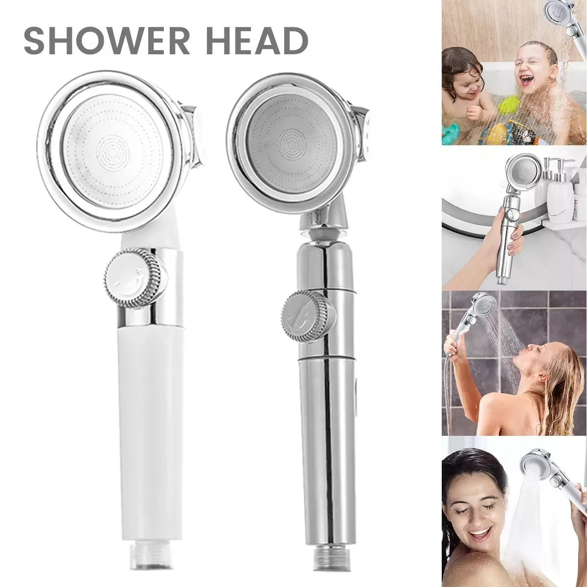 

NEW2023 Adustable 3 Modes Shower Head Bathroom Shower Accessories Handheld Water Saving Bath Shower Head High Pressure Shower He