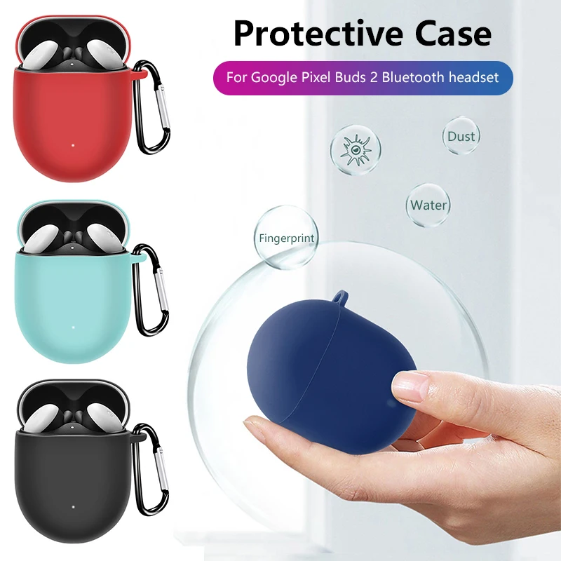 

Silicone Anti-Scratch Full Protective Cover Case For Google Pixel Buds 2 Earbuds Travel Carrying Case With Carabiner Protective