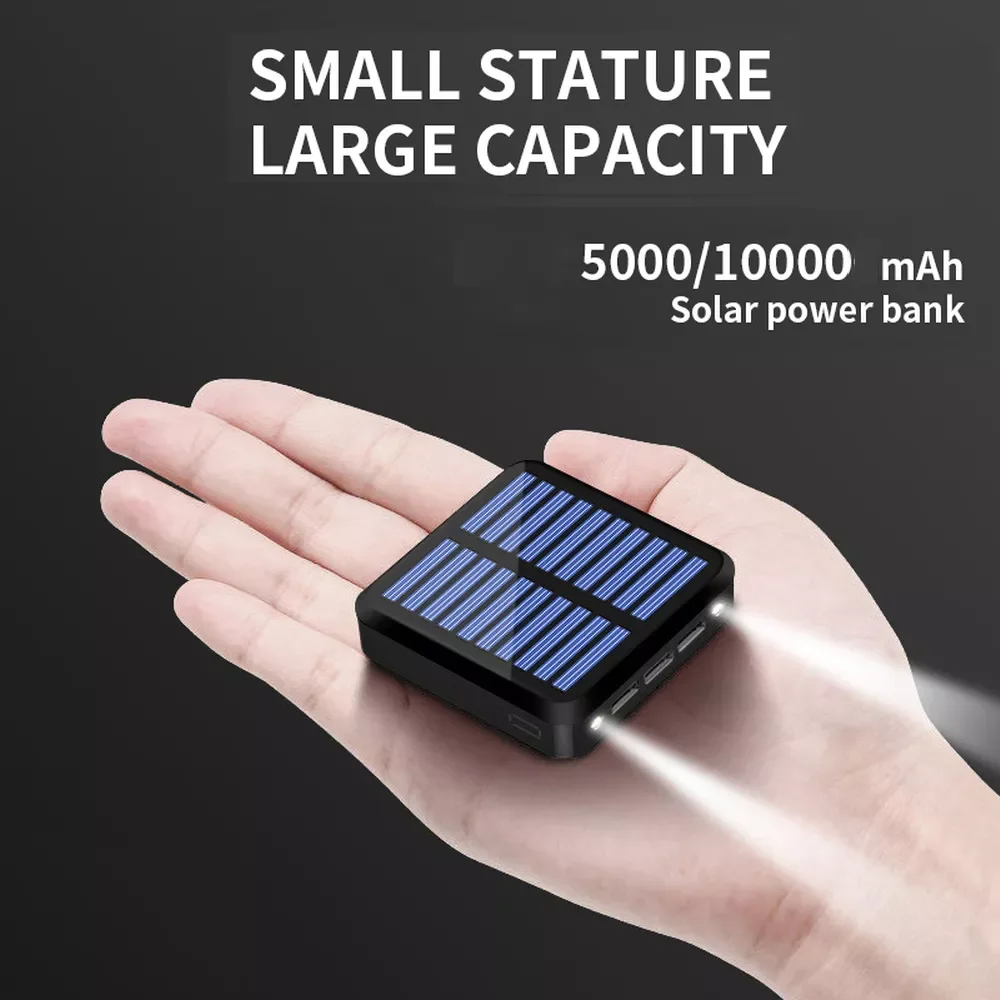

NEW PINZHENG Mini Solar Power Bank 10000mAh Power Bank For iPhone Powerbank External Spare Battery Portable Charger Powerbank