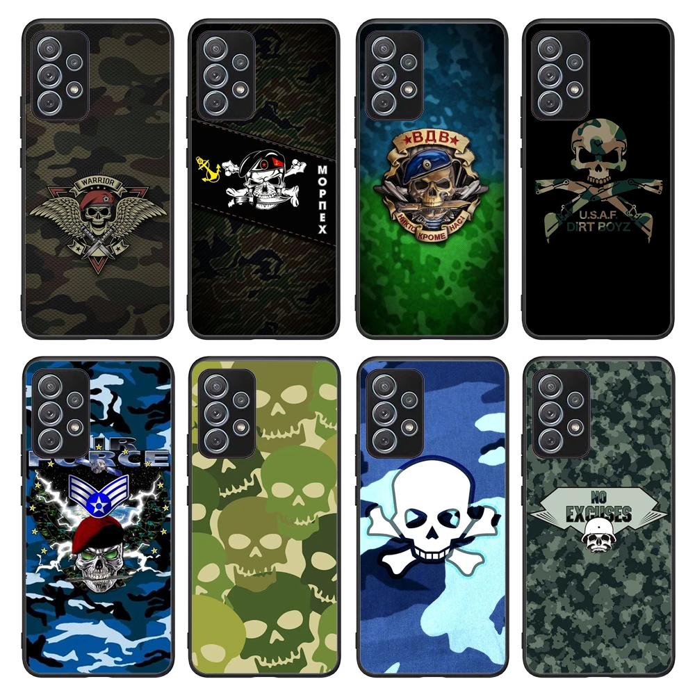 

Camo Skull Phone Case For Samsung Galaxy A03S A10 A20 A21S A31 A40 A41 A42 A50 A51 A52 A70 A71 A72 A32 A82