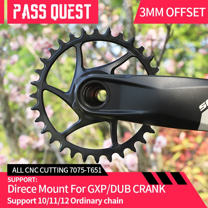 

PASS QUEST 3 мм офсетная круглая Звездочка для горного велосипеда, узкая широкая звездочка, прямое Крепление для кривошипа GXP 28-38T