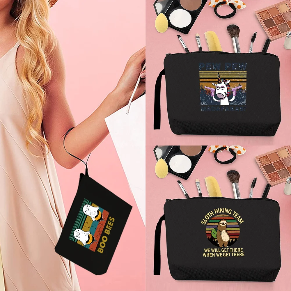 

Women's Makeup Bag Travel Portable Storage Wash Pouch Cosmetic Storage Canvas Strap Organizer Case Tote Coin Purse Pencil Case