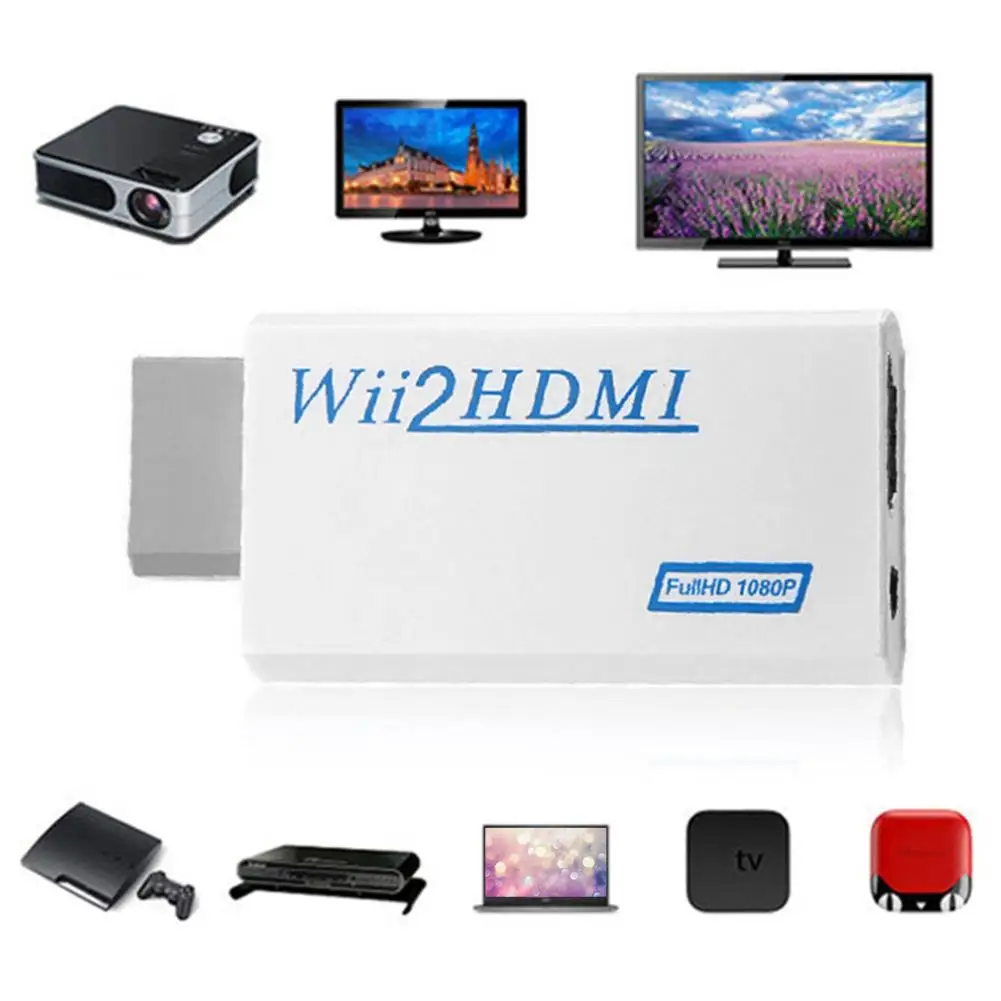 Адаптер Wii в HDMI-совместимый с поддержкой аудио 720P 1080P 3 5 мм для HDTV 2hdmi-совместимый