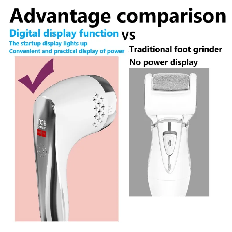 Rechargeable Electric Foot File Electric Pedicure Sander IPX6 Waterproof 2 Speeds Foot Callus Remover Feet Dead Skin Calluses images - 6